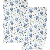 PBJCKAH Cotton Hand Towels for Bathroom Set of 2 Blue Hydrangea Flowers Floral Absorbent Soft Decorative Face Towels for Guest Gym Hotel Sports 16x28 in Towel