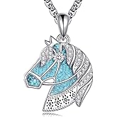 ASTRKIP Horse Necklace Sterling Silver Horse Pendant Aztec Turquoise Necklace Horses Jewerly Gifts for Women