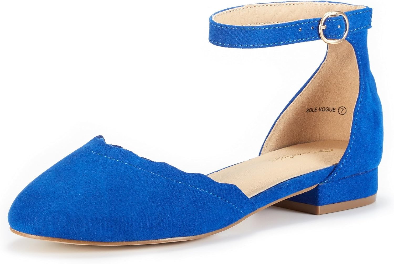 blue ankle strap flats