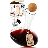 Wine Decanter & Accessories (Cork Stopper + Cleaning Beads) - 100% Lead-Free Crystal Wine Carafe – Unique Gift Idea