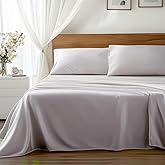 Viscose Derived from Bamboo, Soft Cooling Bedding with Silky Smooth Finish,16" Deep Pocket, Hypoallergenic, Breathable, 4 Pieces Full Luxury Hotel Silver Gray Bed Sheets, Oeko-Tex Certified