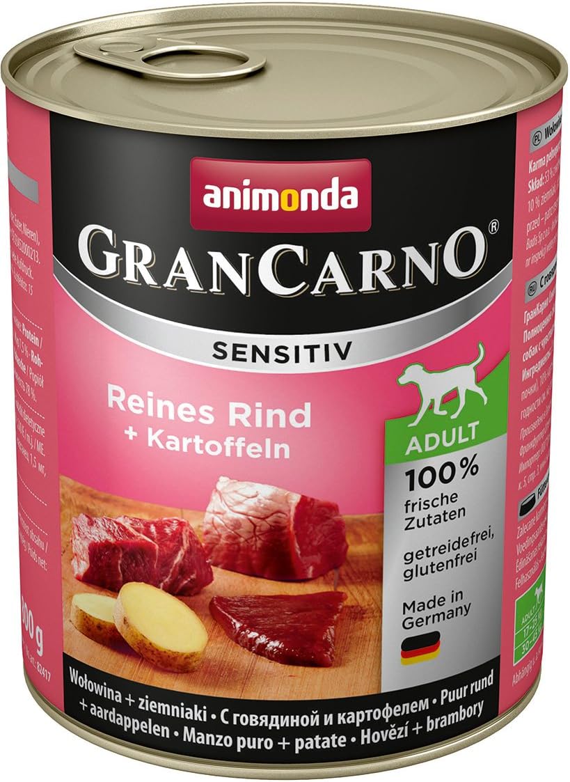 animonda GranCarno Sensitive Adult dog food, wet food for adult dogs pure beef + potato, 6 x 800g, 800 g (Pack of 6)