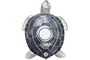 Waterwood Blue Nickel Plated Turtle Doorbell - Wired & Illuminated Push Button Cast in Durable Polyresin