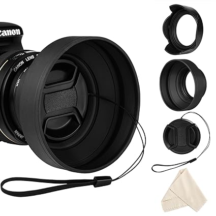 58mm Streulichtblende Set für EF-S 18-55mm f/3.5-5.6 IS STM, zusammenklappbare Gummi Gegenlichtblenden + zusammenklappbare Ge