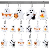 12 Pcs Halloween Ghost Shower Curtain Hooks, Halloween Bathroom Decor | Spooky Shower Curtain Hooks Stainless Steel Rings Rust proof Hanger Hooks for Bathroom Festive Home Accents