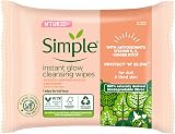 Simple Protect N Glow Instant Glow Biodegradable Wipes Sensitive Skin 20pk