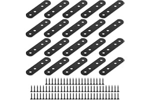 SYBDXJ 20 Pcs Flat Plates Brackets for Braces, Metal Brackets Joining Mending Plates, Straight Bracket Flat Brace Brackets for Wood Furniture Repair Fixing Plate Braces, with 80 Screws, 2.4” x 0.6”