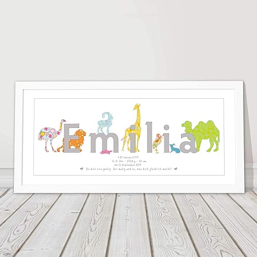 Kinderzimmerbild Personalisiert Zur Geburt Madchen Junge Taufe Geburtstag Taufgeschenk Name Patengeschenk Namensbild Taufspruch Grosse 53 X 26 Cm Amazon De Handmade