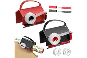 CARPOWER 2 Pack Wrapping Paper Cutter with 2 Replaceable Blades & 4 Tapes, Christmas Gift Wrapping Paper Roll Cutter Tool Tube Holder Slidding Slicing for Birthday Holiday (2PCS Cutters)