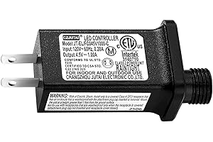 DIRDUAID 4.5V 1A LED Controller Model JT-EL/FC045V1000-C Class 2 Power Supply Replacement with 8 Lighting Modes and Memory for Christmas Light, LED String Light