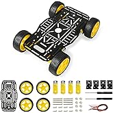 YonPhsy 4WD Robot Chassis Kit for Arduino/Raspberry Pi | 2mm aluminum chassis, 4WD TT motors(0.8kg/cm torque), 65mm rubber wheels, for Arduino/Raspberry Pi STEM robotics DIY projects