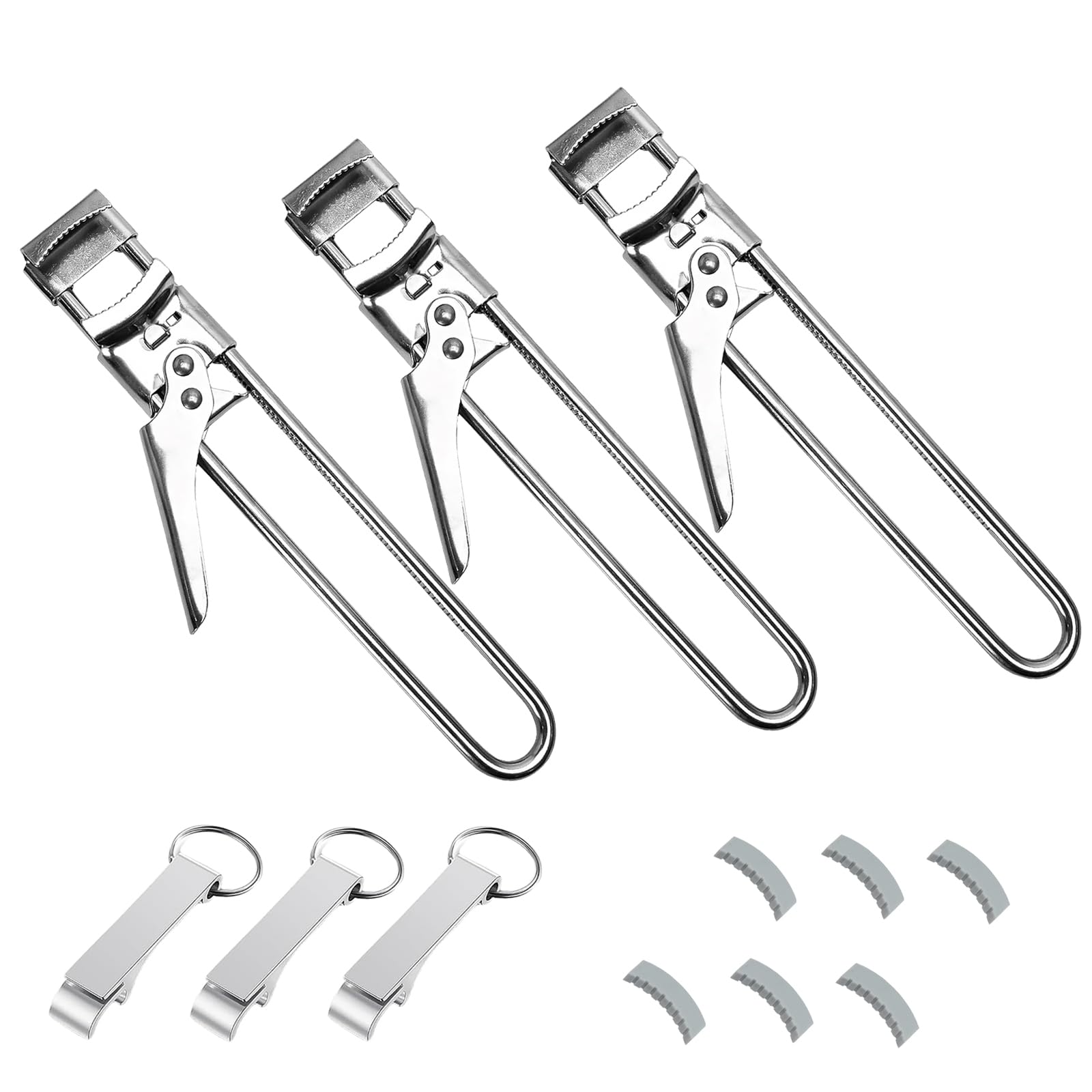 Photo 1 of 3-Pack Adjustable Stainless Steel Jar Opener - Multifunctional Jar Opener for Weak Hands, Seniors with Arthritis - Includes Keychain Opener - Opens Jars, Bottles, Containers Easily?Kitchen Accessories