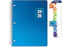 Global Datebooks Dated Middle School or High School Student Planner for Academic Year 2024-2025 includes Ruler/Bookmark and Planning Stickers (Matrix Style - 8.5"x11" - Halftone Blue)