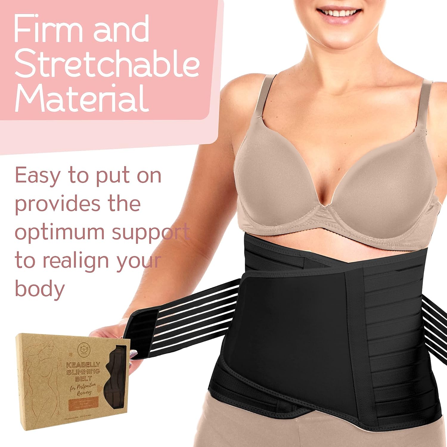 3 in 1 Postpartum Belly Support Recovery Wrap - Belly Band For Postnatal, Pregnancy, Maternity - Girdles For Women Body Shaper - Tummy Bandit Waist Shapewear Belt (Midnight Black, One Size): Health & Personal Care
