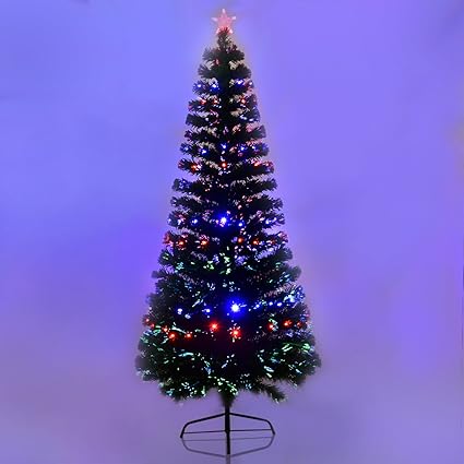 Stella Di Natale A Fibre Ottiche.Goplus Albero Di Natale Verde Pvc Con Decorazioni Neve E Stella Di Natale Led Con Luci Colorati A Fibre Ottiche Di 7 Colori Cambiameto Automatico Supporto In Metallo Altezza 150 210cm 210 Amazon It
