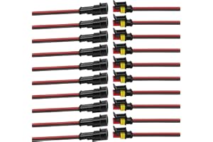 BFXM 10Pcs Car Waterproof Electrical Connector, 2 Pin Connector, 16 AWG 2 Wire Waterproof Connector, Car Electrical Connectors for Automobiles, Trucks, Boats, Motorcycles and Other Electrical Connections