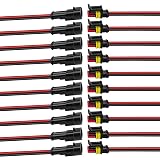 10Pcs Car Waterproof Electrical Connector, 2 Pin Connector, 16 AWG 2 Wire Waterproof Connector, Car Electrical Connectors for Automobiles, Trucks, Boats, Motorcycles and Other Electrical Connections