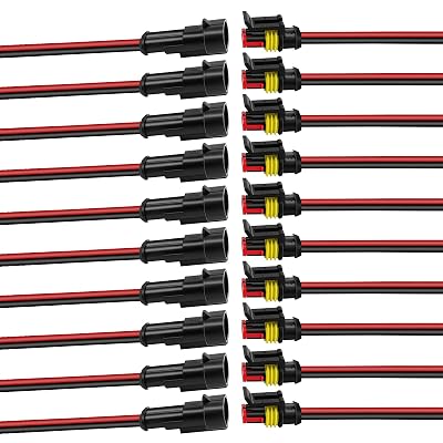 10Pcs Car Waterproof Electrical Connector, 2 Pin Connector, 16 AWG 2 Wire Waterproof Connector, Car Electrical Connectors for Automobiles, Trucks, Boats, Motorcycles and Other Electrical Connections