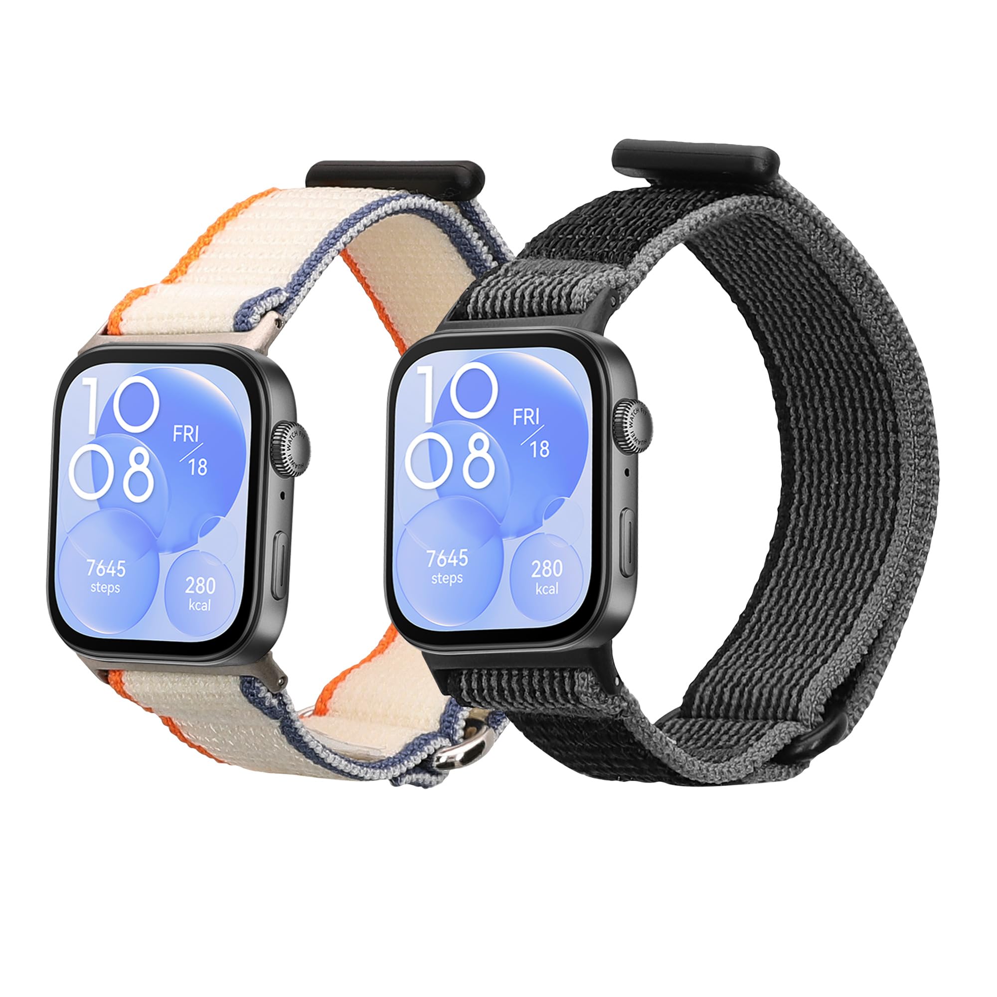 kwmobile Nylon Smartwatch Strap Compatible with Huawei Watch Fit 3 Strap - 2x Fitness Tracker Replacement Wristband with Clasp