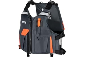 VEVOR Life Vest for Watersports (PFD), Life Jacket with Waterproof Nylon & 80N Buoyancy, Life Vest/Jacket for Any Water Activity-Fishing, Kayaking, Surfing and More, Men and Women