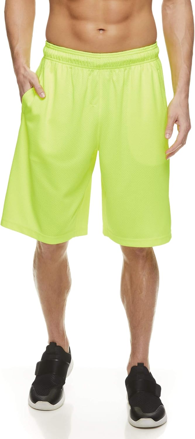 Reebok Men's Mesh Basketball Gym & Running Shorts w/Elastic Drawstring Waistband & Pockets: Clothing