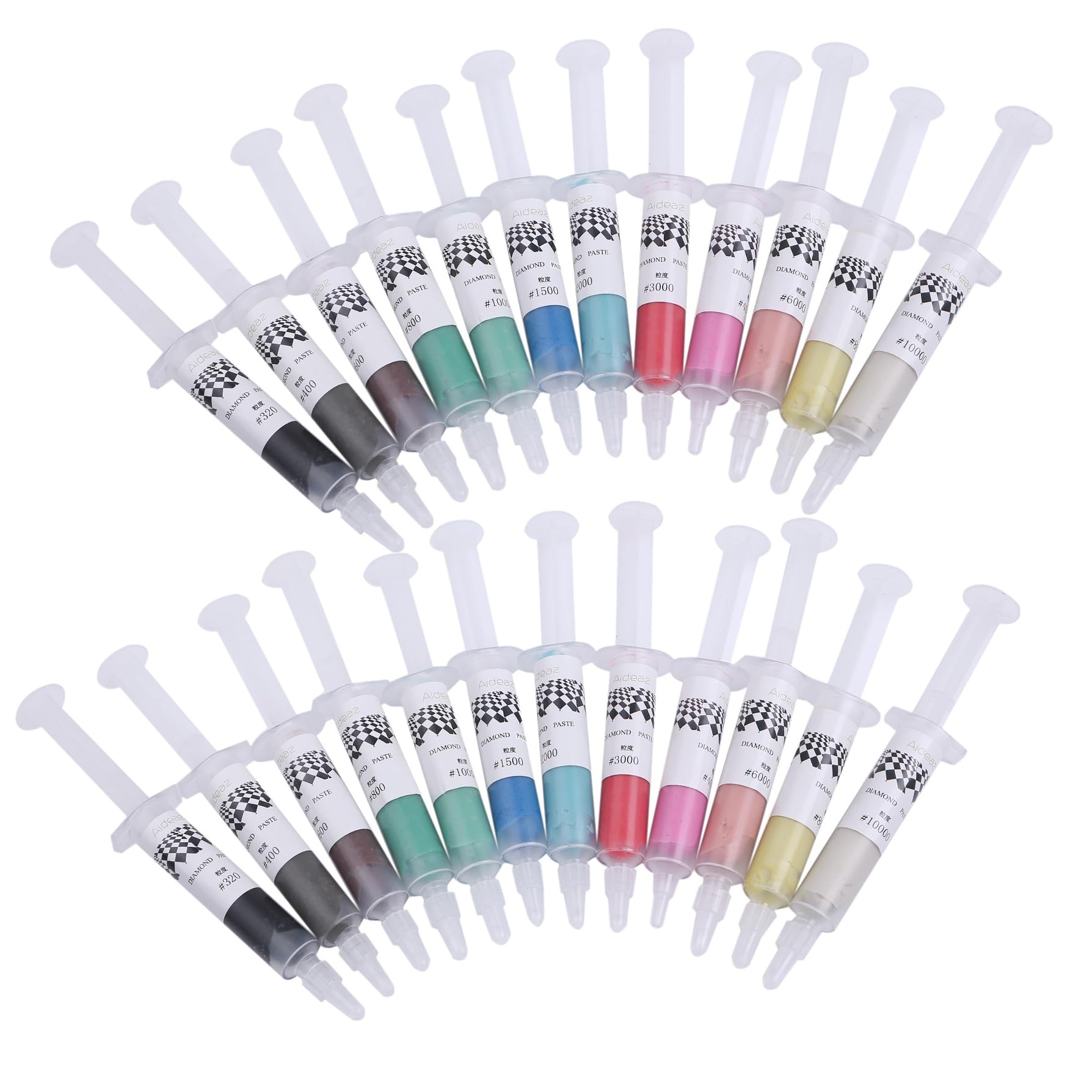 (Aideaz) ダイヤモンド ペースト 油溶性 金属 鏡面 研磨 仕上げ 選べる 羊毛 フェルト ホイール バフ セット (12色X2)商品画像