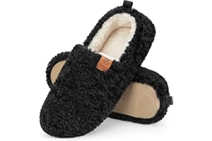 EverFoams Women's Soft Curly Comfy Full Slippers Memory Foam Lightweight House Shoes Cozy Warm Loafer with Polar Fleece Linin