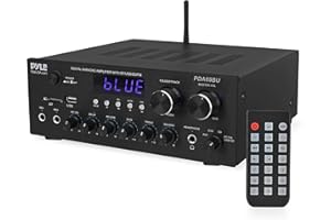 Pyle Bluetooth Stereo Amplifier Receiver – 300W Dual Channel Audio System with MP3, USB, SD, AUX, RCA, MIC, FM Radio, LED Dis