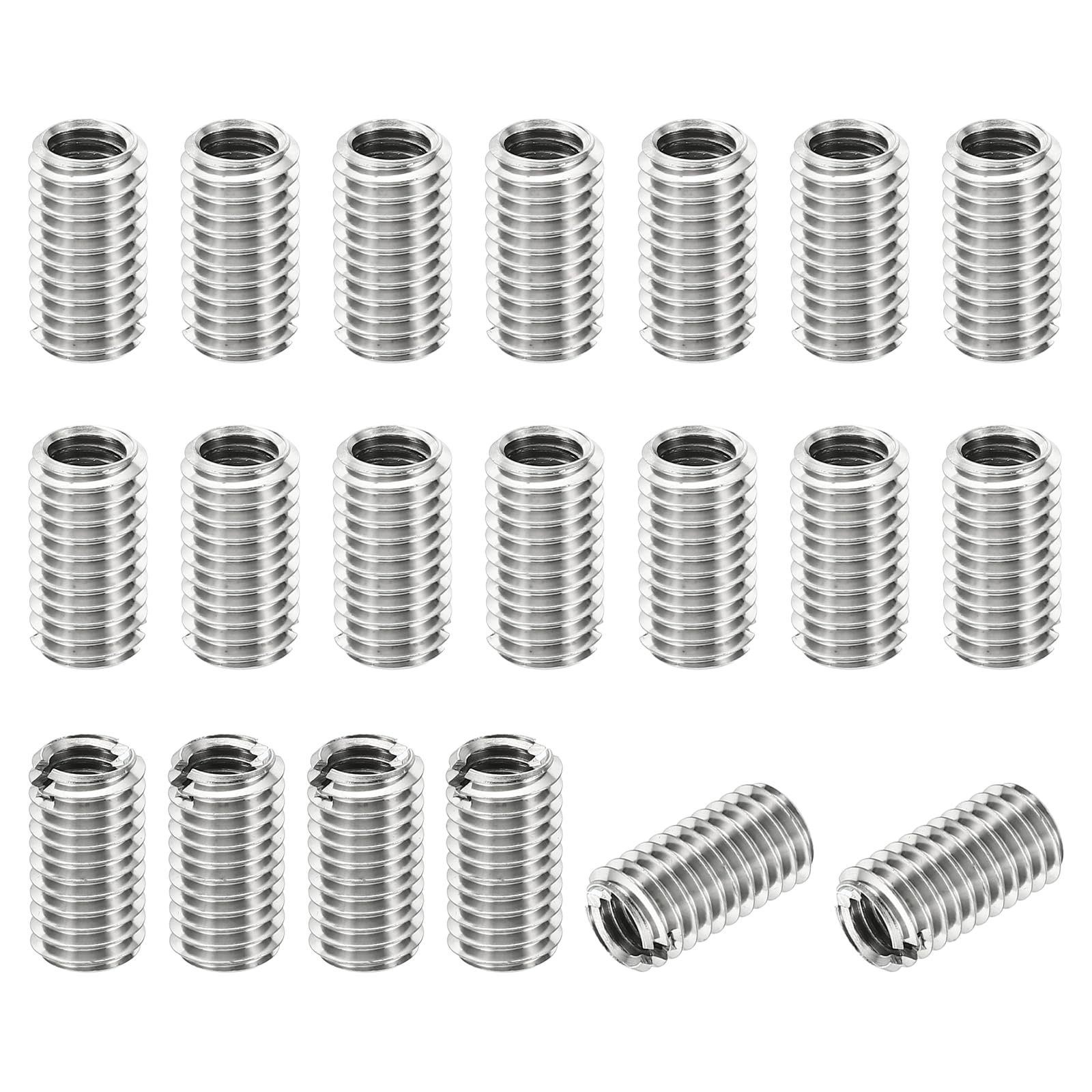 PATIKIL Thread Adapters Sleeve Reducing Nut, 20 Pcs M8x1.25 Male to M6x1 Female Repairing Insert Nut Screw Reducer Stainless Steel Fastener 15mm