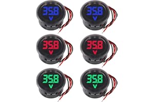 JUZITAO 6 Pieces DC 4-100V Car Voltage Gauge LED Digital Display 12V 24V Waterproof Voltmeter Round Panel Voltage Meter Volt Detector Tester Monitor Vehicle Motorcycle Truck Camper ATV UTV Car Boat