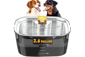 Dog Water Fountain for Large Dogs, PETDOTT 2.6 Gallons Pet Water Dispenser for Dogs,10L Large Cat Water Fountain with Stainless Steel Bowl Great for Multiple Pets Households,BPA Free