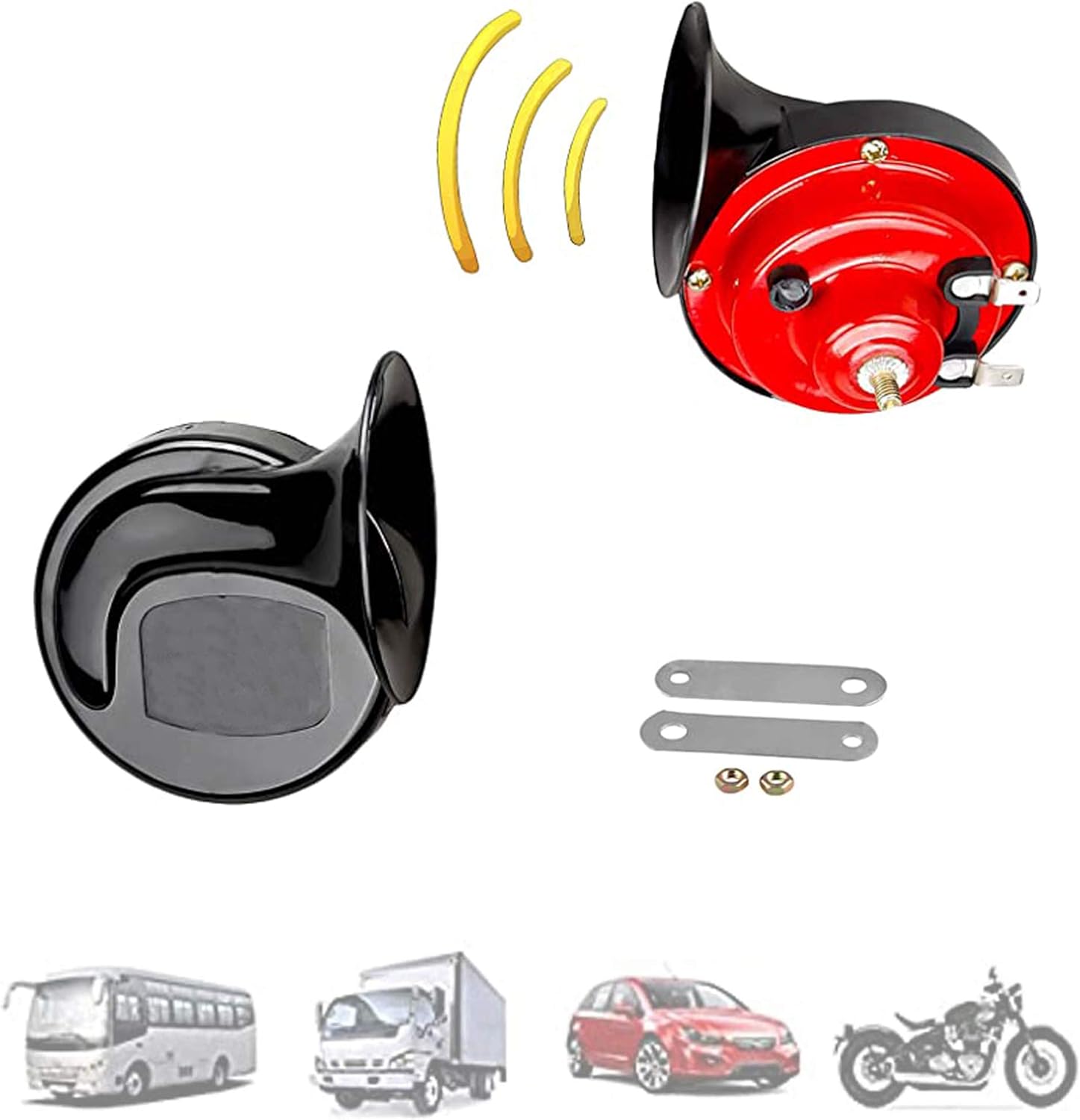 Amazon トラック用300dbトレインホーン 大音量の空気電気カタツムリシングルホーン 車のオートバイトラックボート用の12v防水ダブルホーンレイジングサウンド 12v 1ペア バイク用ホーン 車 バイク