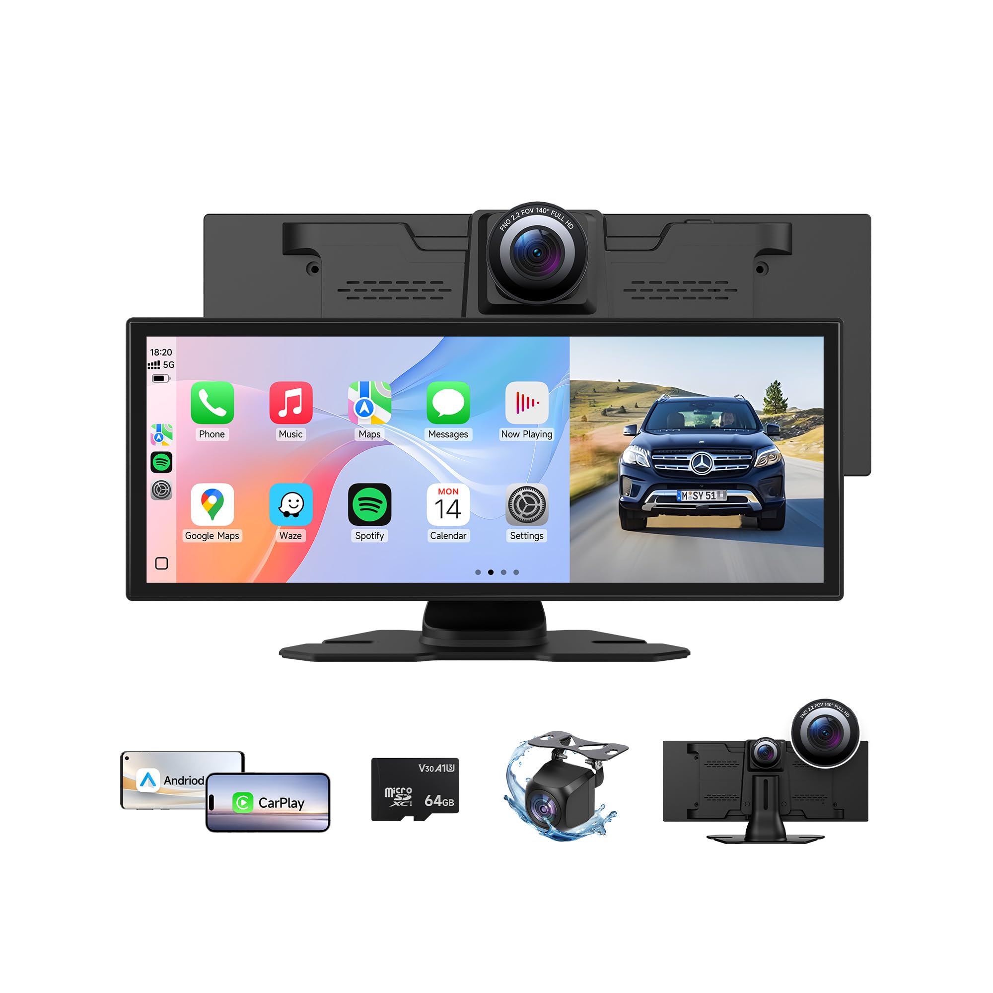Photo 1 of ***FACTORY SEALED*** Upgrade Wireless Carplay Screen for Car with 4K Dash Cam, 11.26'' Portable A-pple CarPlay & Android Auto Car Stereo Touchscreen with Backup Camera, Mirror Link/GPS Navigation/Bluetooth/Siri/FM