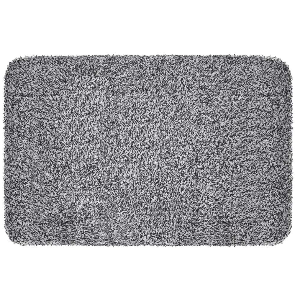 Indoor Doormat Super Absorbs Mud 18"x28" Latex Backing Non Slip Door Mat for Small Front Door Inside Floor Dirt Trapper Mats Cotton Entrance Rug Shoes Scraper Machine Washable Carpet Black White Fiber
