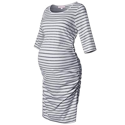 princess polly baby blue dress Maternity Dress Striped Ruched Fitted 34 Long Sleeve Seychelles