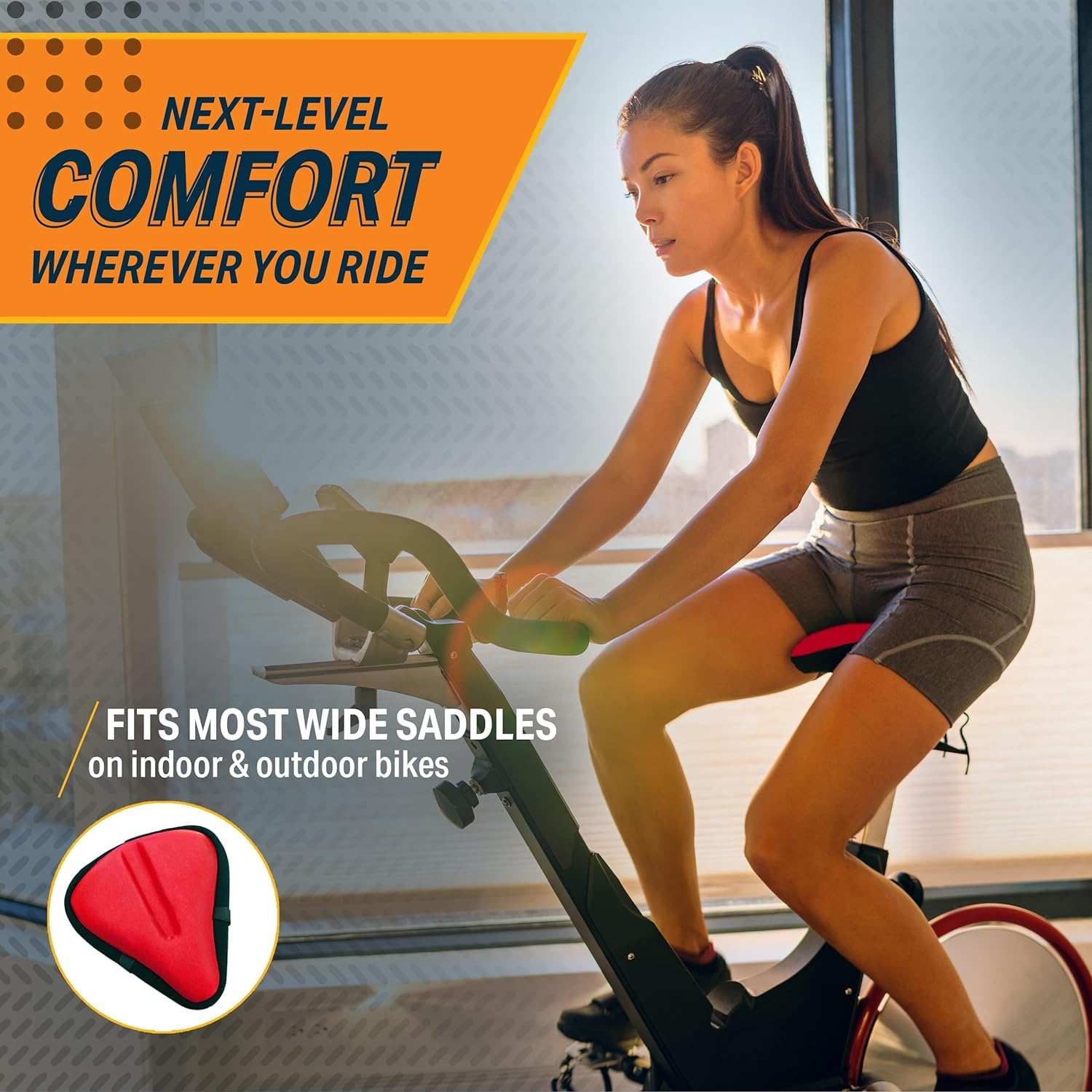 Bikeroo Bike Seat Cushion Padded Gel Wide Adjustable Cover for Men & Womens Comfort