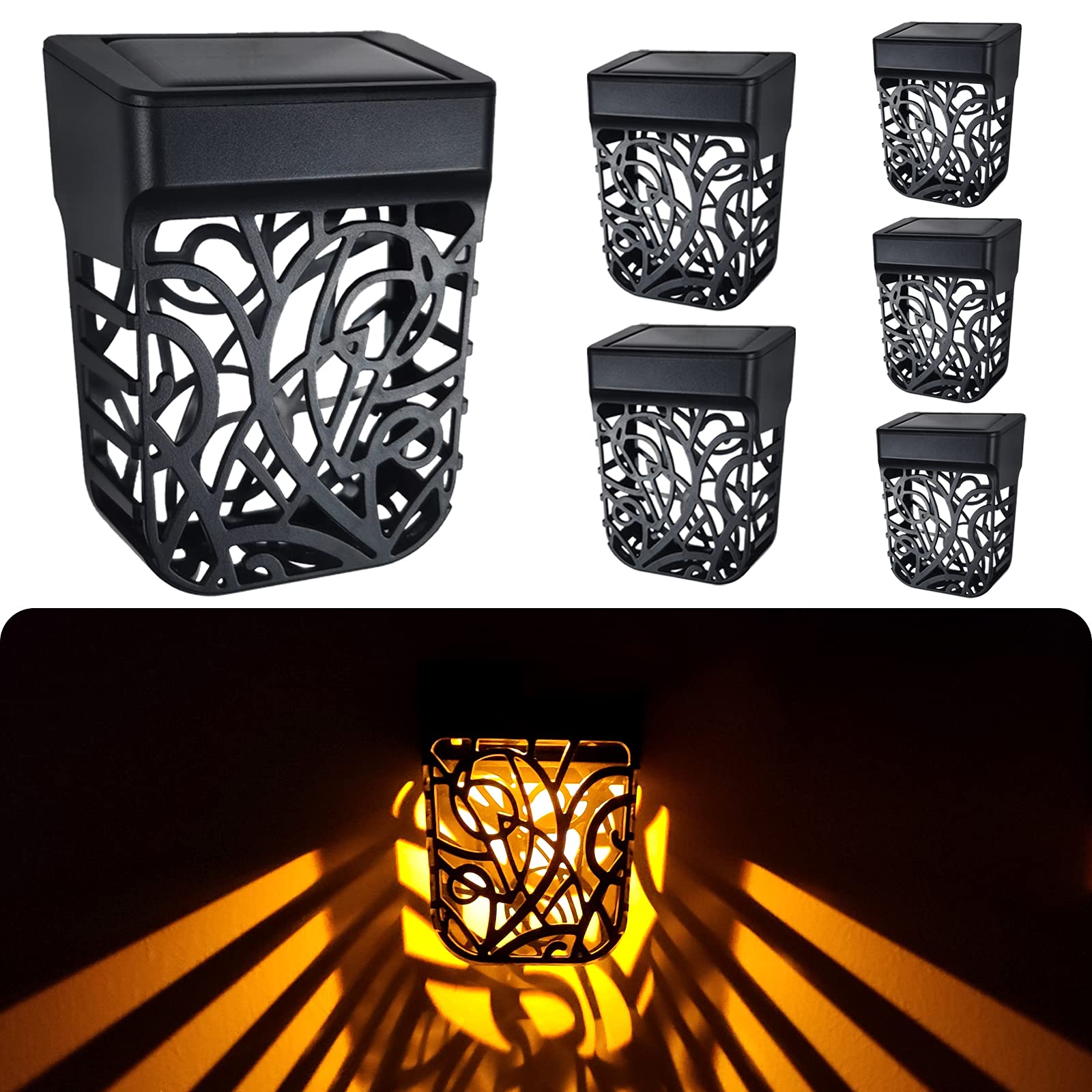 Chipark Solar Fence Lights Garden Outdoor Solar Powered Wall Light ​IP65 Waterproof Solar LED Wireless Lights for Yard Deck Roof Patio Stairway Gate Lighting Decoration 6 Pack(Warm White)