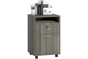 HOMCOM 24" Vertical Filing Cabinet with Lockable Drawer, Mobile File Cabinet with 2 Keys, Wheels for Home Office, Distressed 