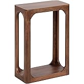 Kate and Laurel Dahl Modern Slatted Wooden Slim Side Table