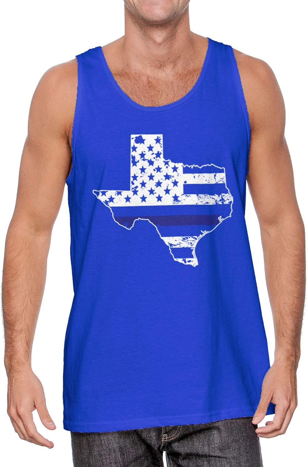 Haase Unlimited Blue Line Texas Map - Support Police Men's Tank Top