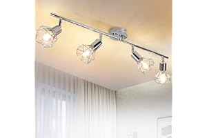 DINGLILIGHTING DLLT 4 Lights Track Lighting Kit-4 Way Modern Flush Mount Ceiling & Wall Decorative Lamp with Adjustable Head, Directional Spot Lighting Fixture for Kitchen Bedroom Living Room, E12 (Bulb Included)