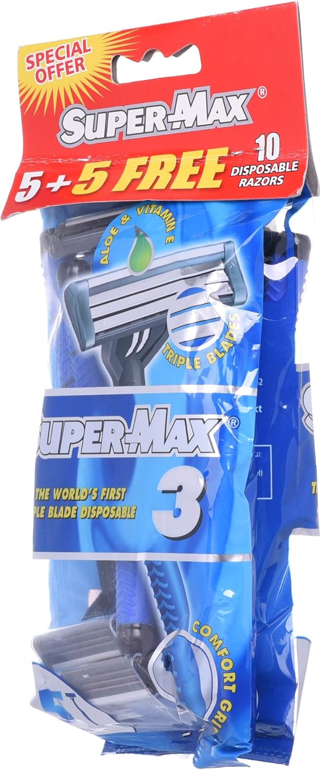 Supermax Men Disposable Triple Blade, Pack Of 5+ 5 Razors 1 Units Buy