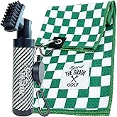 Against The Grain Golf Club Cleaning Kit - Includes Water Golf Club Brush & Microfiber Golf Towel (12"x20") Perfect Golf Bag Accessories for Men & Women Golf Gifts for Men