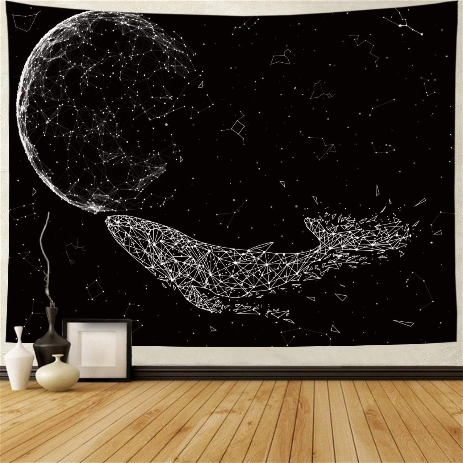 Amazon Com Leofanger Moon Constellations Tapestry Space Whale Constellations Wall Tapestry Wall Hanging Tapestries Black And White Starry Wall Art For Bedroom Living Room Dorm H51 2 W59 1 Everything Else