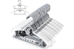 PIGLOG Baby Hangers,Extendable & Stackable Kids Hangers,60PCS Grey Adjustable Baby Clothes Hanger,11-14 Inch Hanger for Babys Toddler Children Child Kids Clothes,Non -Slip Toddler Hangeres for Cloest