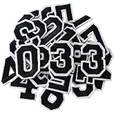 GYGYL 30 Pieces Iron on Numbers Patches, Black Number Patches, Numbers 0-9 Applique for Clothes, Dress, Hat, Socks, Jeans, DIY Accessories