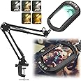 IVMAIE 10X Rectangle Magnifying Glass with Light, 5 Color Modes Stepless Dimmable Magnifier with Stand, LED Lighted Clamp Desk Lamp with Swing Arm, Hands Free for Reading Painting Crafts Close Work