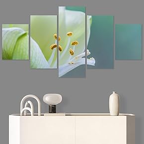 SIGNWIN 5 Panel Canvas Wall Art Bright Flowers...