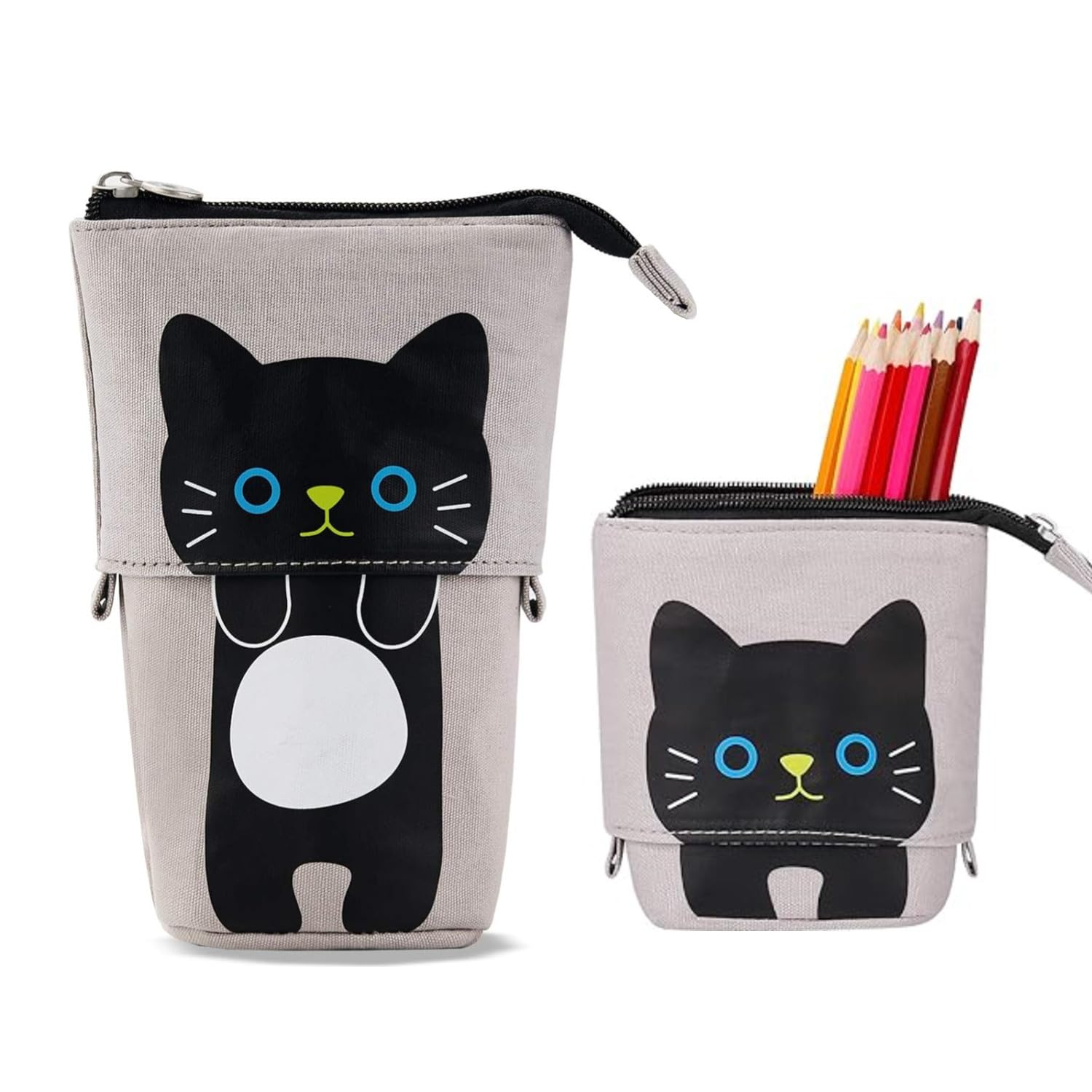 ZHjuju Cute Cartoon Pencil Case, Retractable Telescopic Pen Pouch for Girls Student Teen Women Office Middle School