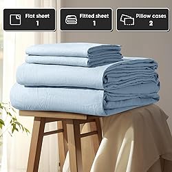 Shilucheng 100% French Linen Sheets - Queen Size